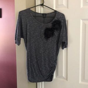 Rue 21 Gray/Blue Sweater with Fuzzy Flower. Small.